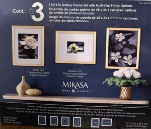 Mikasa Set of 3 11x14 Gallery Frames Gold